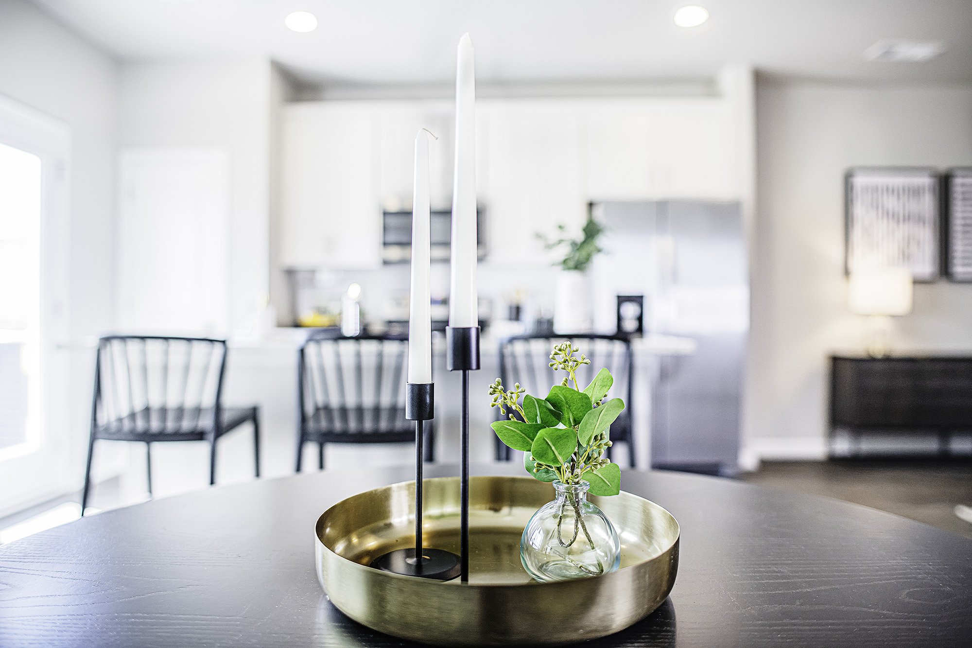 Multi family interior design Georgia model apartment design living room and kitchen interior model apartment detail gold tray