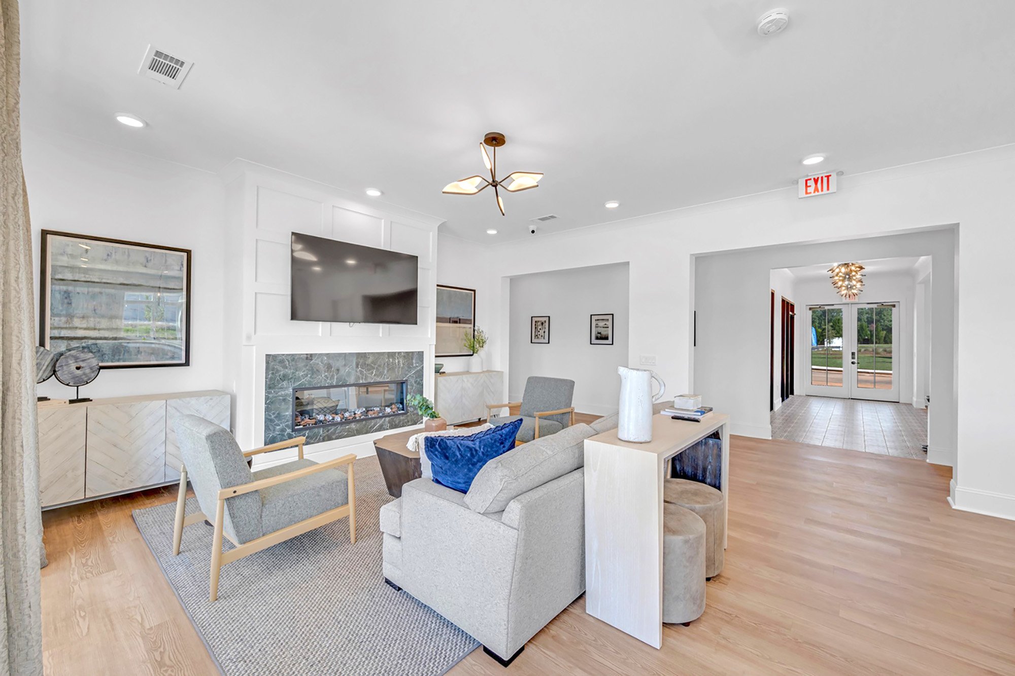 Multi family interior design Georgia BTR club room living room amenity