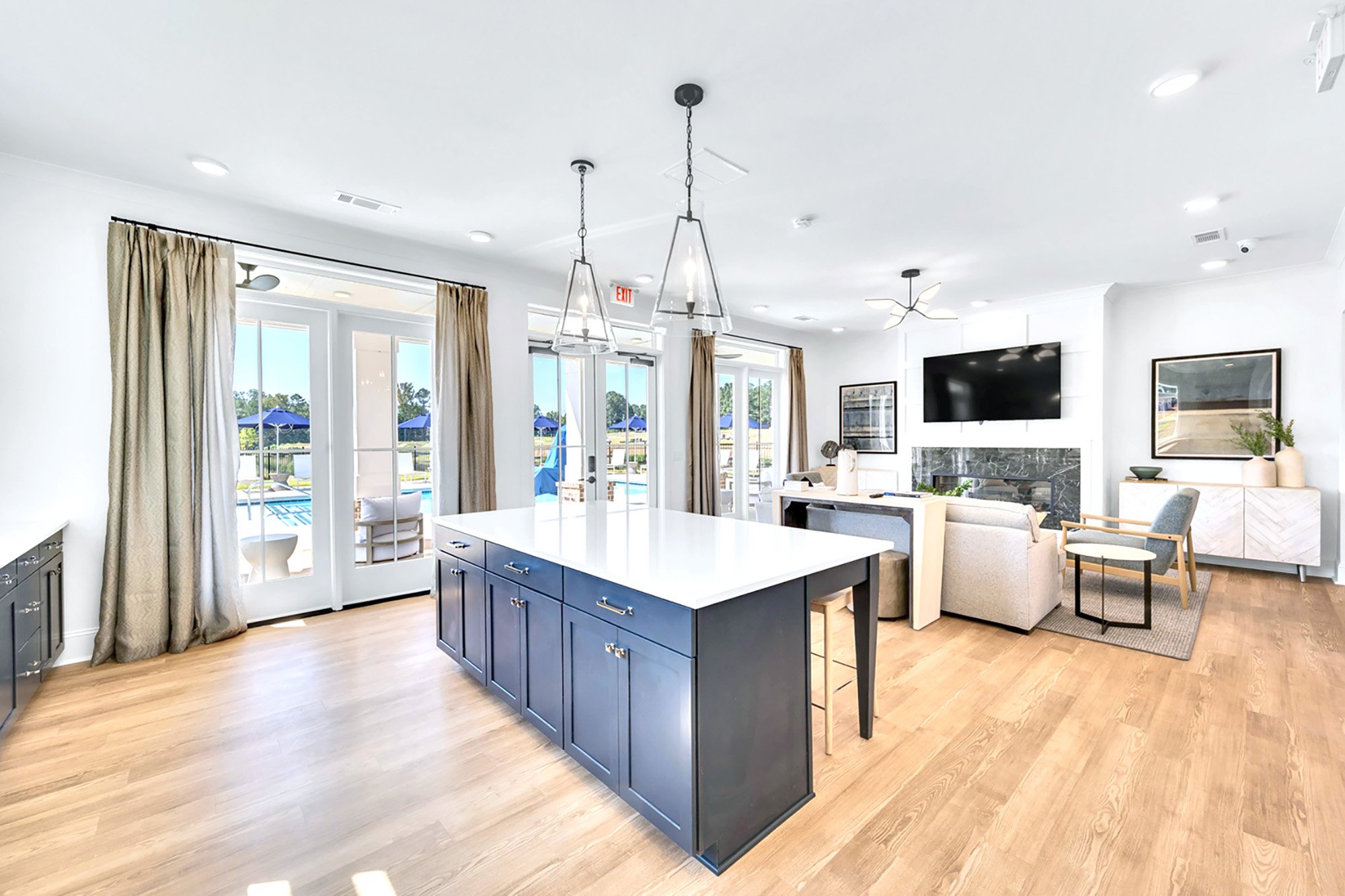 Multi family interior design Georgia BTR club room living room amenity
