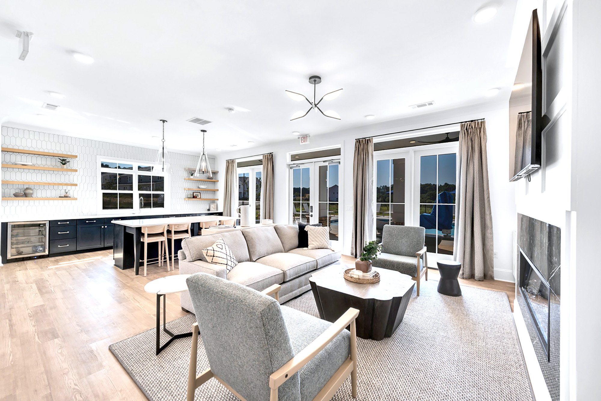 Multi family interior design Georgia BTR club room living room amenity